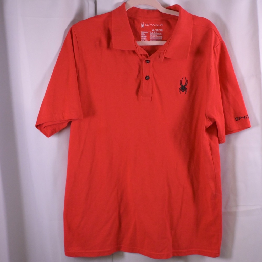 Spyder Red Performance Polo Shirt Mens XL Short‎ Sleeve